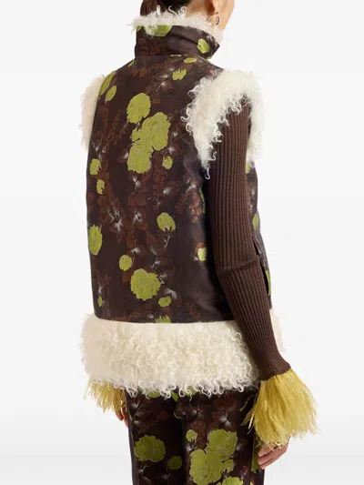 La Doublej Sleeveless Folk Jacket In 브라운
