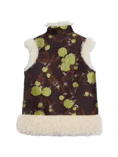 La Doublej Sleeveless Folk Jacket In 브라운