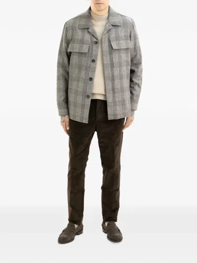 Cruna Bruges Check-pattern Overshirt In Gray