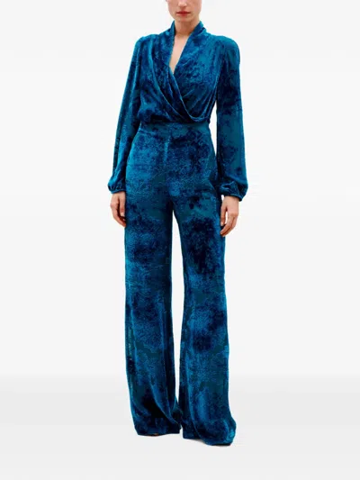 Silvia Tcherassi Tea Devoré-effect Wrap Blouse In 블루