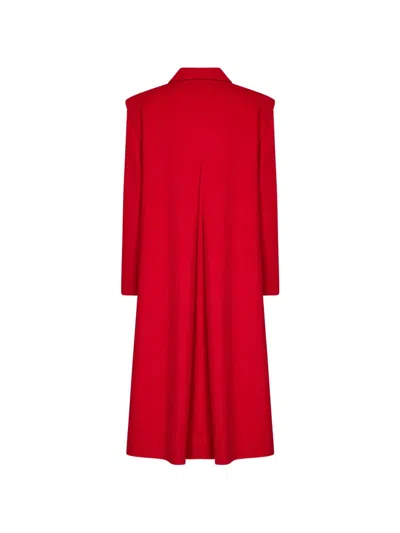 Weekend Max Mara Pleated-back Layered-shoulder Coat In 레드