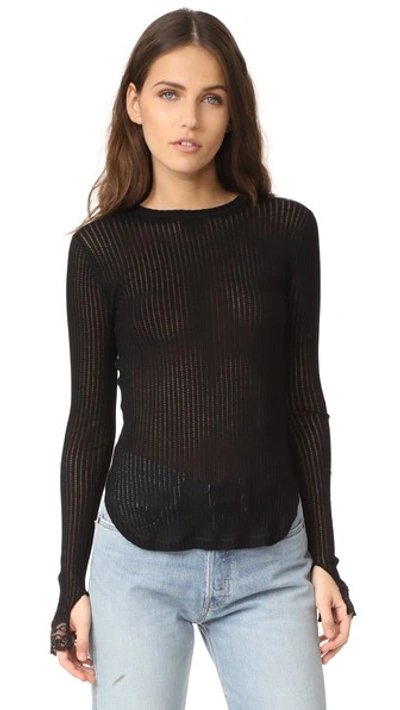 Helmut Lang Long-sleeve Ribbed Cotton Top In Black