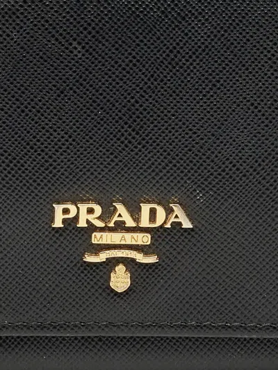Pre-owned Prada Leather Trifold Wallet In Black