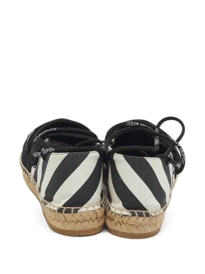 Pre-owned Off-white Diagonal Lace-up Espadrilles In Black