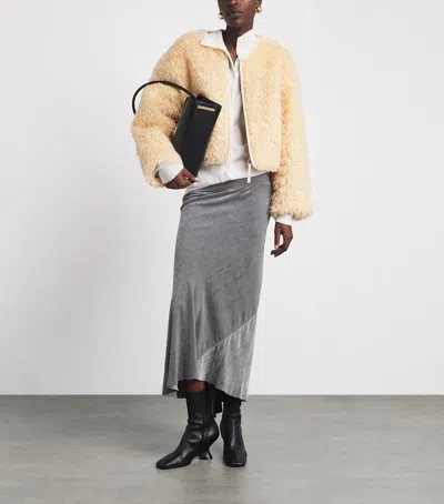 Source Unknown Shearling Cropped Jacket In Yellow
