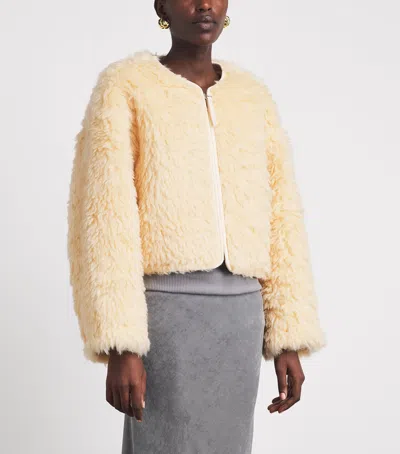 Source Unknown Shearling Cropped Jacket In Yellow