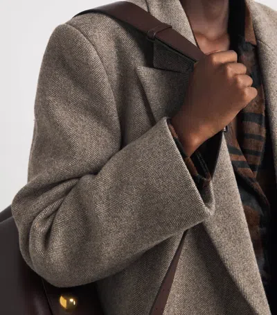 Source Unknown Wool Double-breasted Reyna Long Coat In Beige