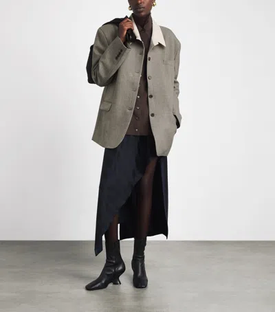 Source Unknown Contrast-collar Suki Blazer Shirt In Grey