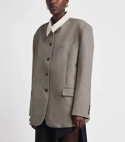 Source Unknown Contrast-collar Suki Blazer Shirt In Grey