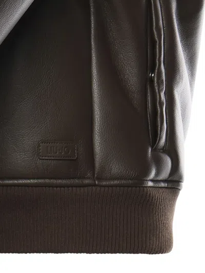 Liu •jo Liu Jo Coated Biker Jacket In Brown