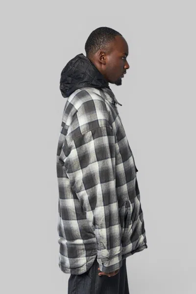 Miharayasuhiro Check-pattern Hooded Jacket In Gray