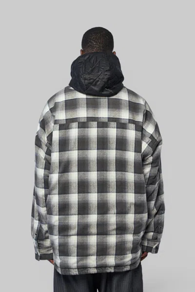 Miharayasuhiro Check-pattern Hooded Jacket In Gray