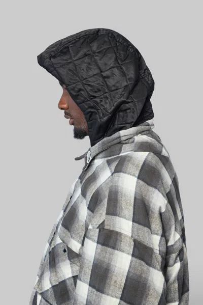 Miharayasuhiro Check-pattern Hooded Jacket In Gray