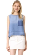 Bella Dahl Cross Back Chambray Tank In Indigo Wash