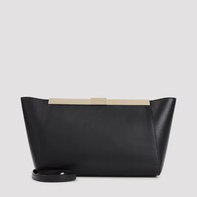 Giorgio Armani Logo-engraved Frame Clutch Bag In Black