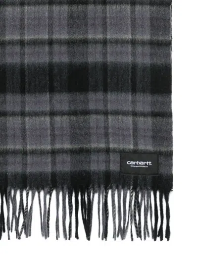 Carhartt Parson Check-pattern Scarf In Blue
