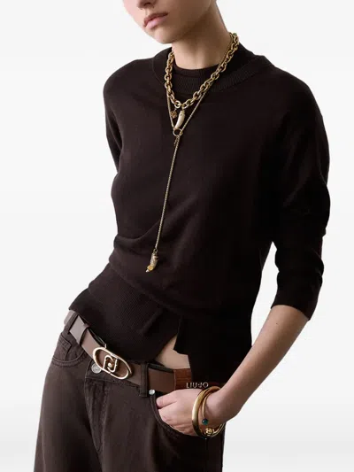 Liu •jo Wool Blend Sweater In Brown