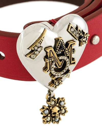 Shop Alexander Mcqueen Heart Charm Bracelet - Red