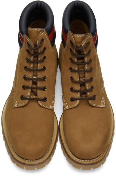 Shop Gucci Tan Suede Boots