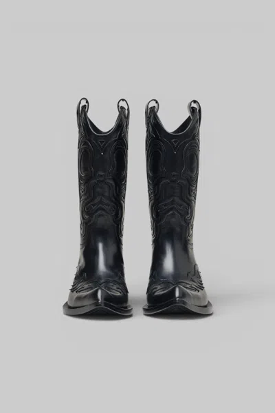 Acne Studios Pointy Leather Cowboy Boot In Black