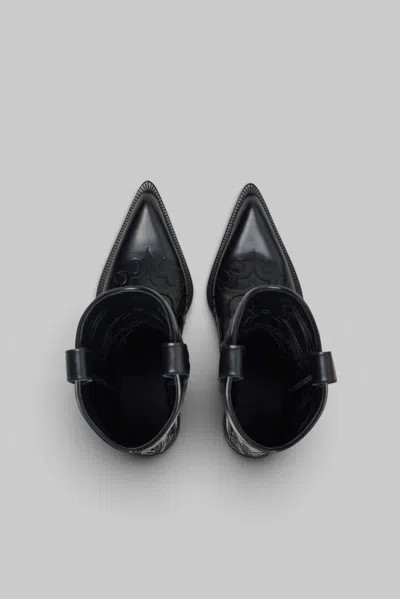 Acne Studios Pointy Leather Cowboy Boot In Black