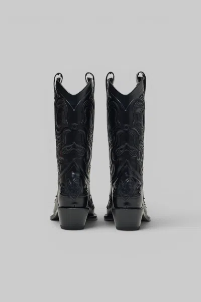 Acne Studios Pointy Leather Cowboy Boot In Black