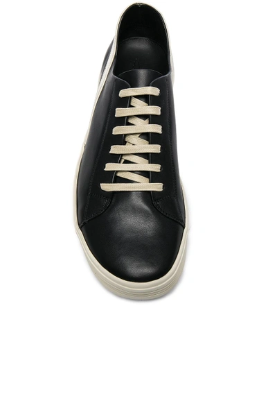 Shop Rick Owens Leather Geothrasher Sneakers In Black. In Black & White