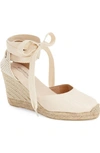 Soludos Canvas Ankle-wrap Wedge Espadrilles In Gold