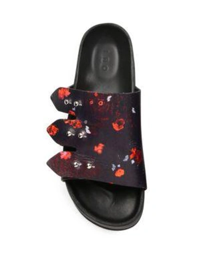 Shop Iro Birki Floral-print Slides In Black-red