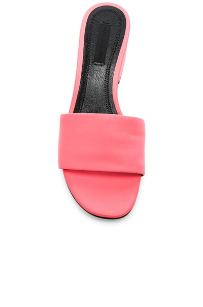 Shop Alexander Wang Leather Lou Slides In Fluo Coral
