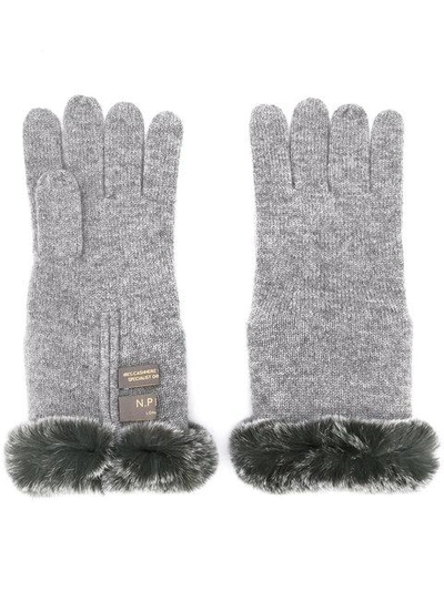 Shop N.peal Fur Trim Gloves In Grey