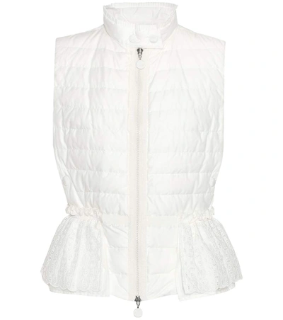 Moncler Valensole Paneled Quilted Cotton And Broderie Anglaise Down Vest In White