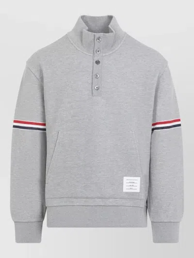 Thom Browne Rwb Engineered Stripe Loopback Sweatshirt In Gray