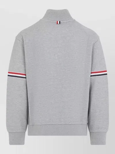 Thom Browne Rwb Engineered Stripe Loopback Sweatshirt In Gray