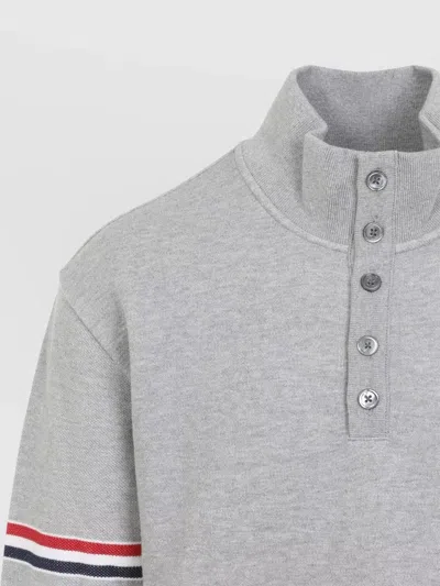 Thom Browne Rwb Engineered Stripe Loopback Sweatshirt In Gray
