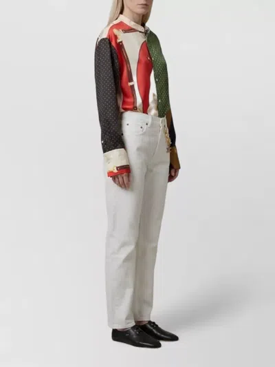 Celine Patchwork-print Silk Shirt