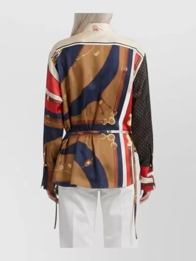 Celine Patchwork-print Silk Shirt