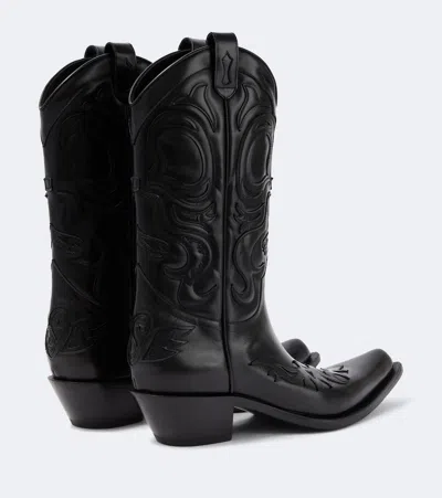 Acne Studios Bouni Leather Cowboy Boots In Black