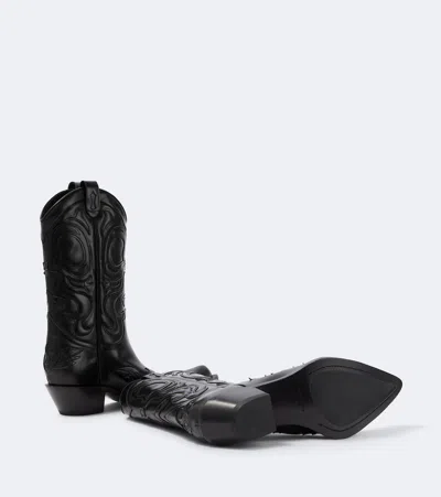 Acne Studios Bouni Leather Cowboy Boots In Black