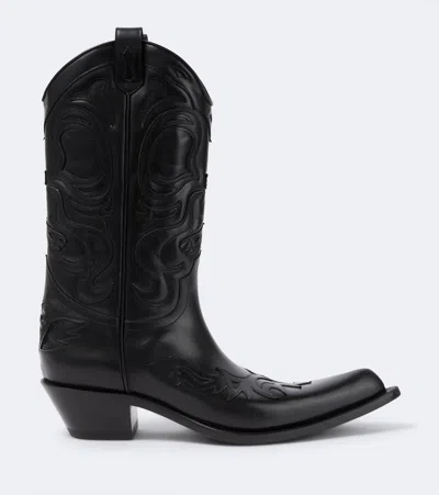 Acne Studios Bouni Leather Cowboy Boots In Black