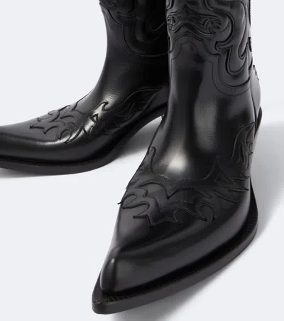 Acne Studios Bouni Leather Cowboy Boots In Black