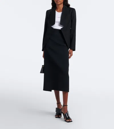 Givenchy Reverse Lapel Wool Grain De Poudre Jacket In Black