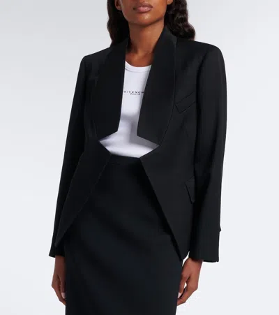 Givenchy Reverse Lapel Wool Grain De Poudre Jacket In Black