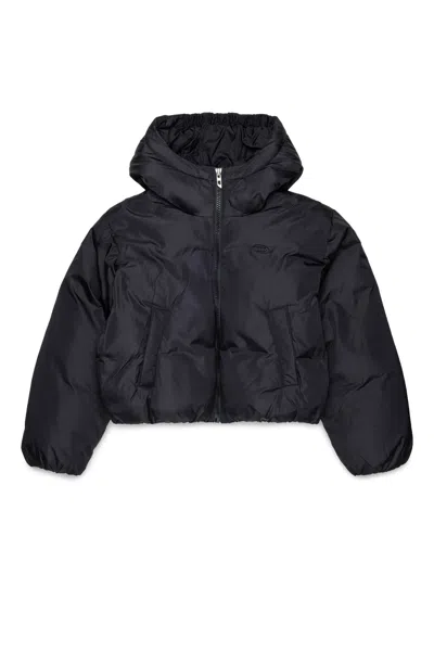 Diesel 로고 패치 후드 패딩 재킷 In Blue