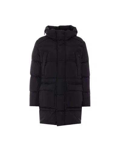 Add Black Quilted Long Polyamide Down Coat In Black