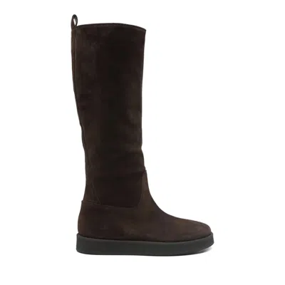 Premiata Brown Leather Tall Minimalist Boots In Brown