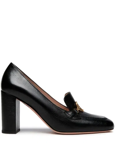 Bally Black Gold-tone Chain Leather Pumps In Black