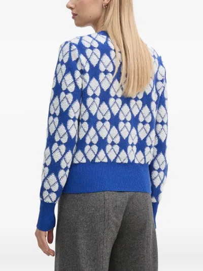 Benetton Argyle Pattern Sweater In Blue