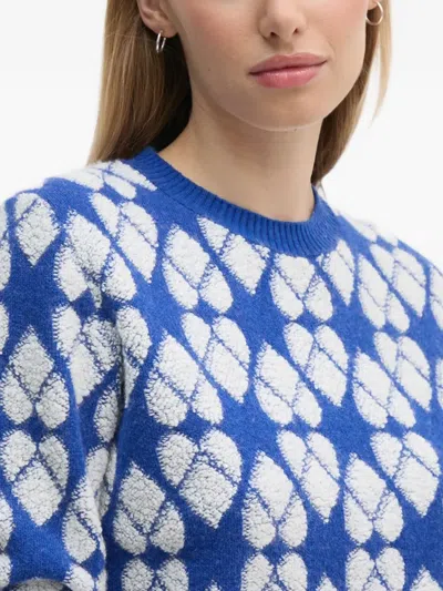 Benetton Argyle Pattern Sweater In Blue