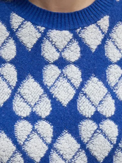 Benetton Argyle Pattern Sweater In Blue